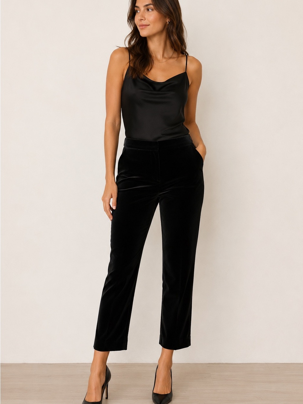 RALPH LAUREN Black Label Women's Black Velvet Dress pants